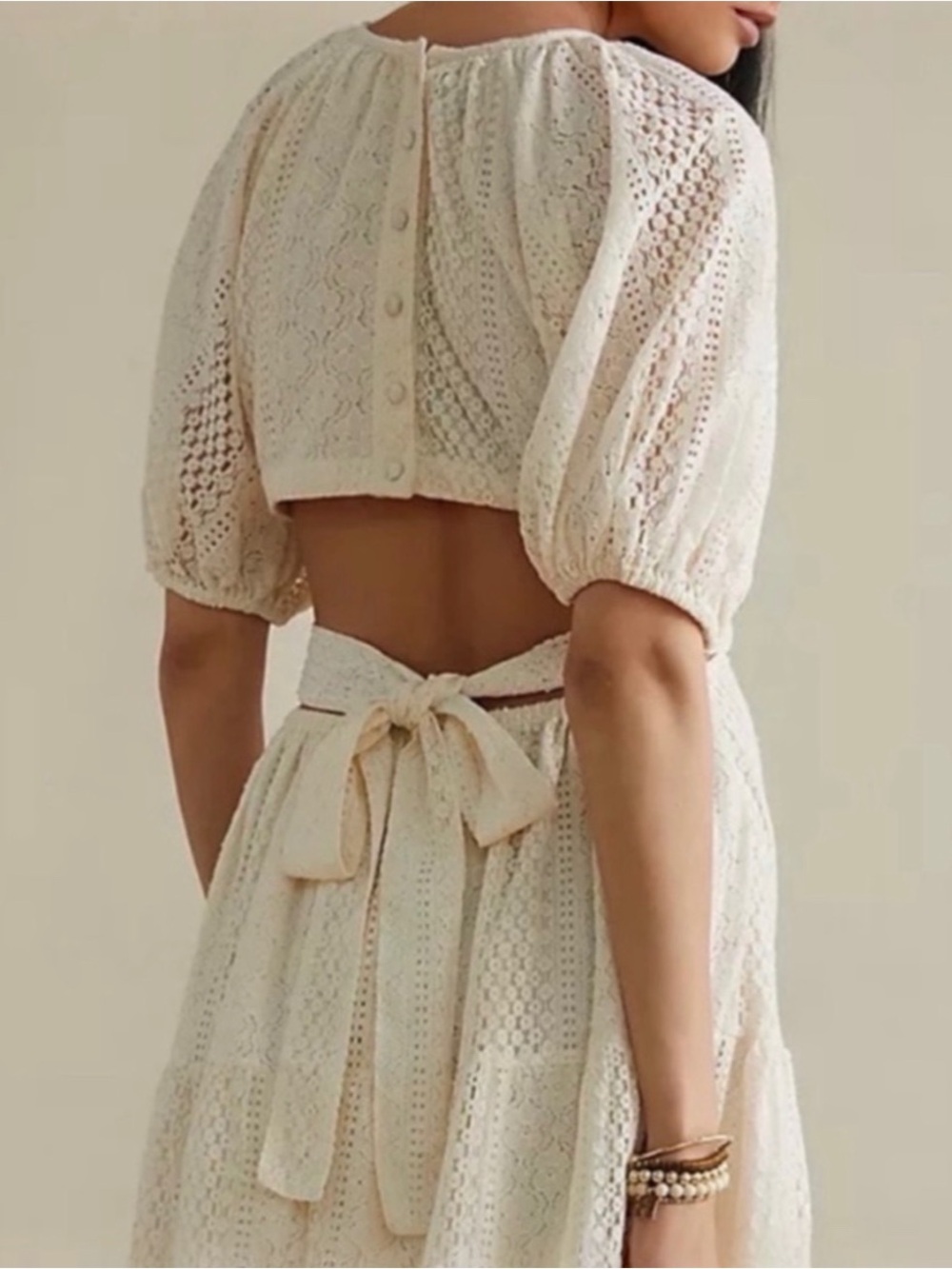 Anthropologie Verb Agnesa Ivory Lace Open Back Maxi Dress Size 10 NWT - Picture 6 of 11